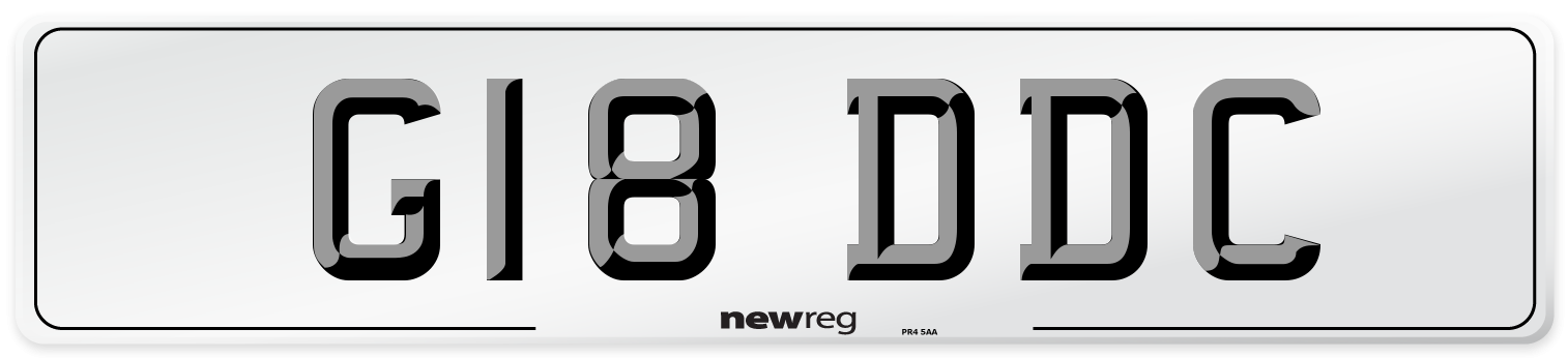 G18 DDC Number Plate from New Reg